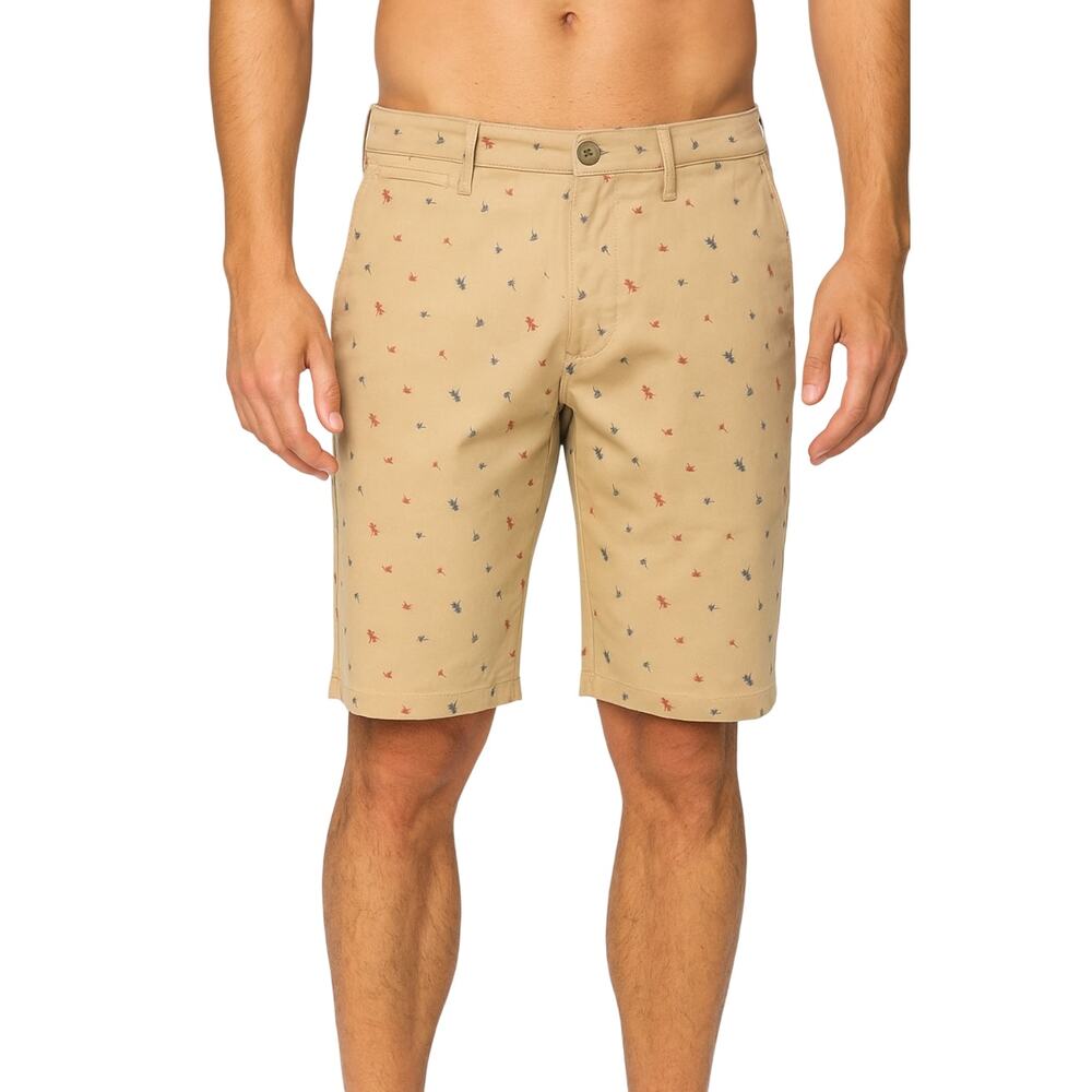 Jachs Khaki Printed Men’s Shorts with Red and Blue Micro Prints